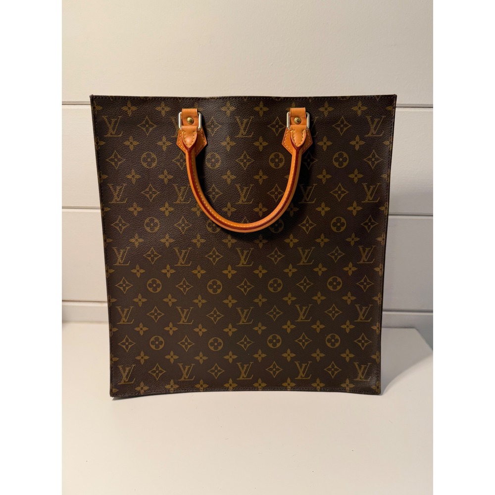 Louis Vuitton Sac Plat Monogram Canvas Tote Bag Brown M53124 Made in France - Picture 6 of 8